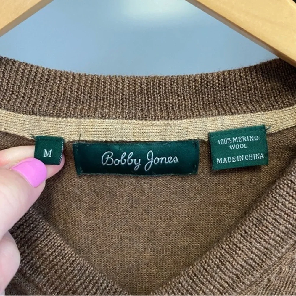 Bobby Jones Brown Merino Wool V-neck Sweater